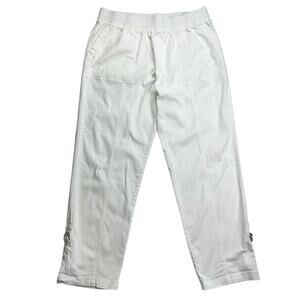 Soft Surroundings White Pull On Summer Cargo Style Adjustable Cuff Pants Size L